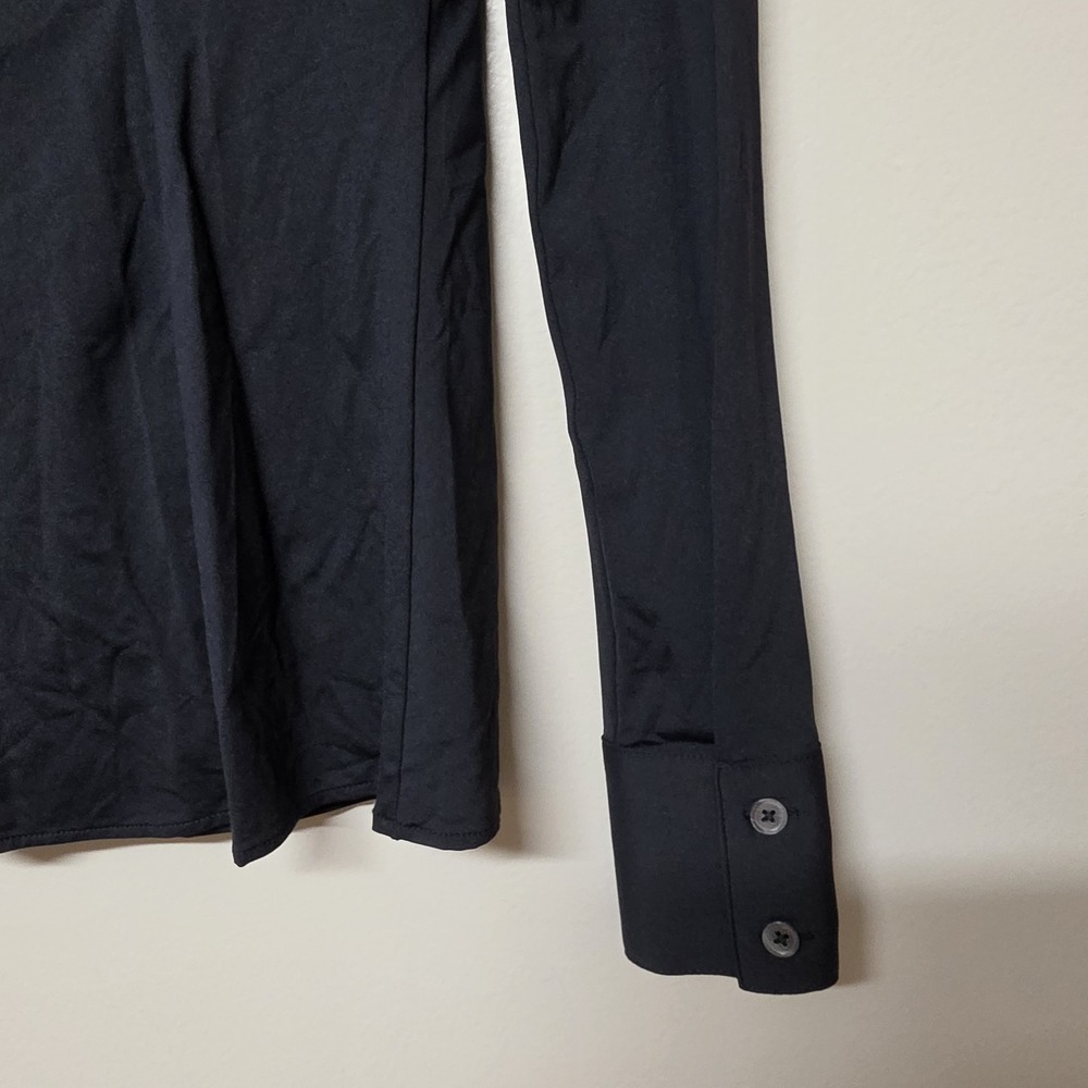 Luxeire Shirt Black Button-Down Long Sleeve Stretch New Size XXS Fitted Designer - Picture 8 of 11